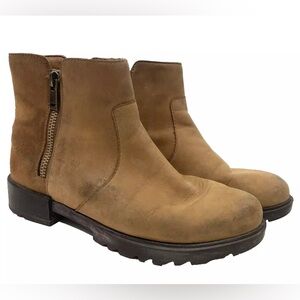 Sorel Womens Size 7.5 Emelie II Chelsea Boots Brown Leather Pull On Waterproof